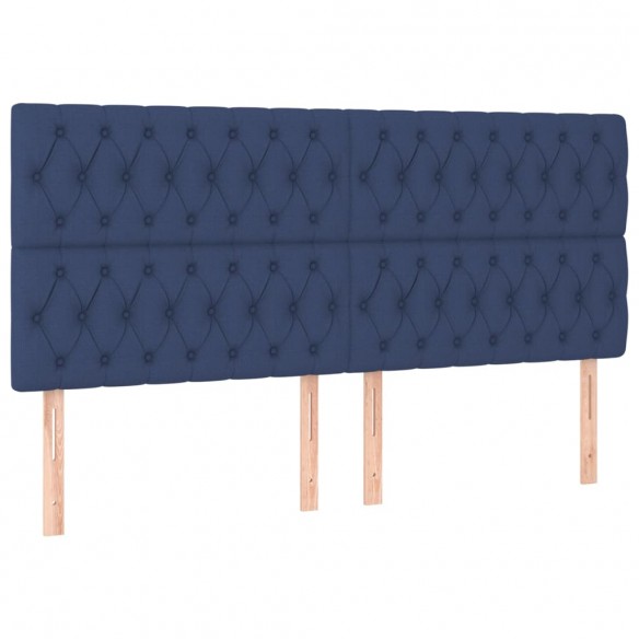 Cadre de lit avec matelas Bleu 200x200 cm Tissu