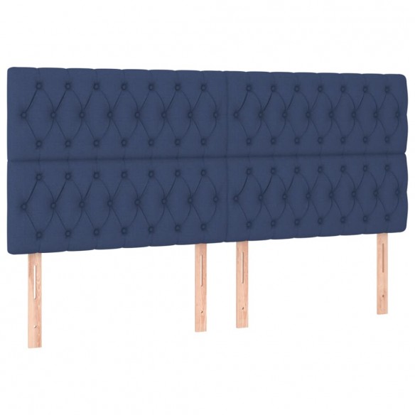 Cadre de lit et matelas et LED Bleu 200x200 cm Tissu