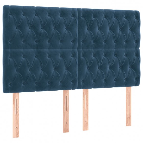 Cadre de lit et matelas Bleu foncé 140x190cm Velours