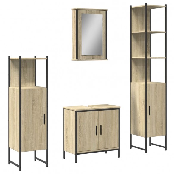 Ensemble de meubles de salle de bain 4 pcs chêne sonoma