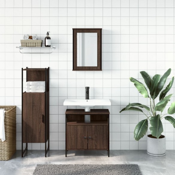 Ensemble de meubles de salle de bain 3 pcs Chêne marron