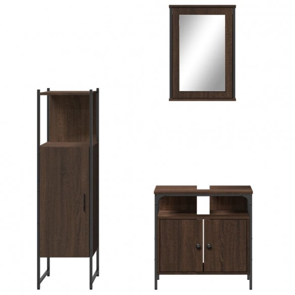 Ensemble de meubles de salle de bain 3 pcs Chêne marron