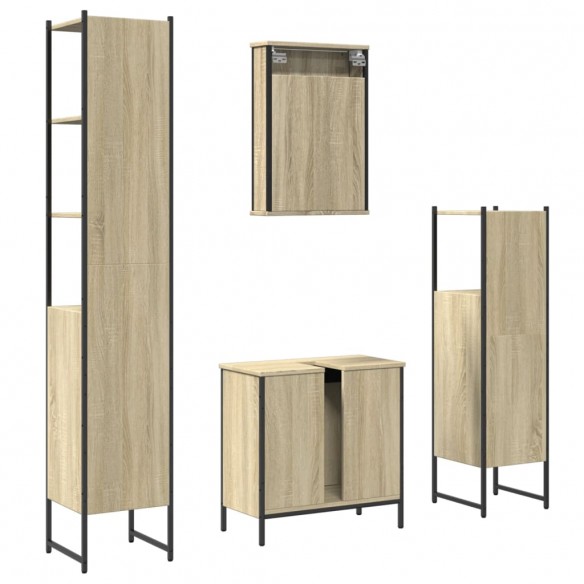 Ensemble de meubles de salle de bain 4 pcs chêne sonoma