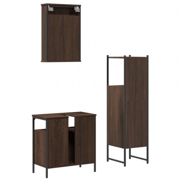 Ensemble de meubles de salle de bain 3 pcs Chêne marron