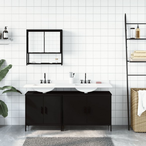 Ensemble de meubles salle de bain 3 pcs noir bois d'ingénierie