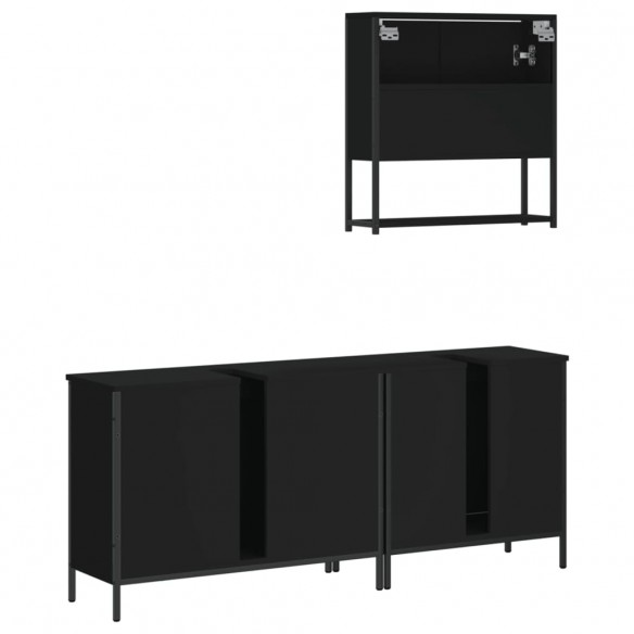 Ensemble de meubles salle de bain 3 pcs noir bois d'ingénierie