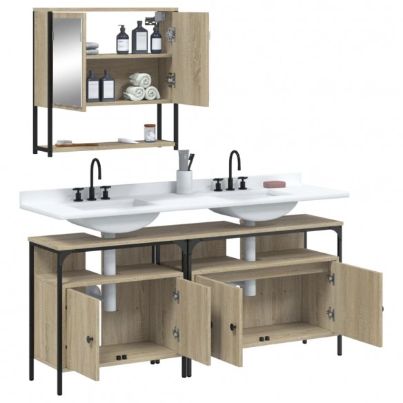 Ensemble de meubles de salle de bain 3 pcs chêne sonoma