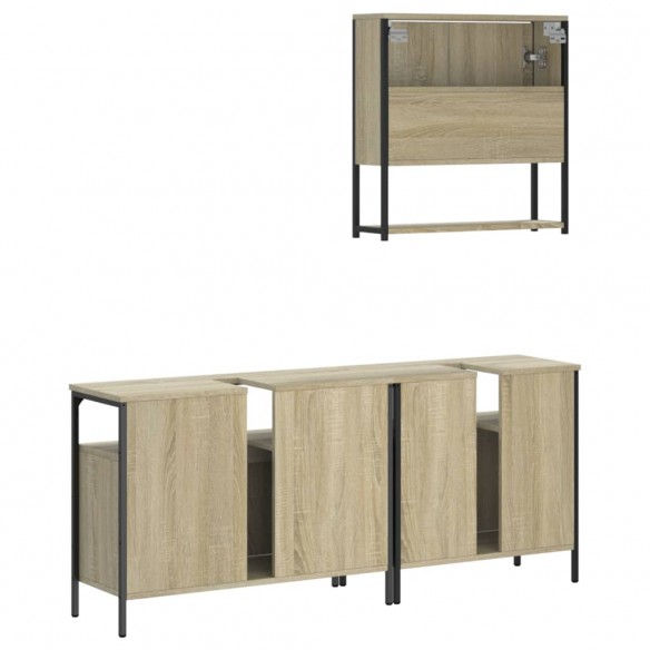 Ensemble de meubles de salle de bain 3 pcs chêne sonoma