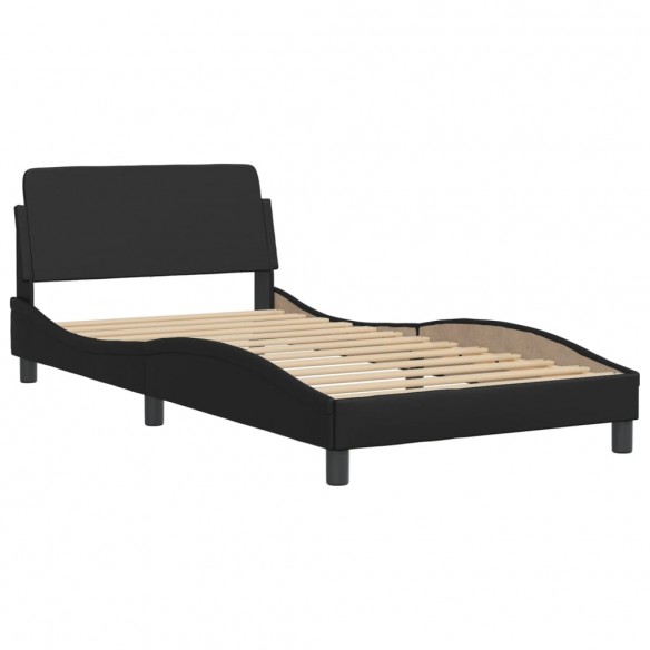 Lit avec matelas noir 100x200 cm similicuir