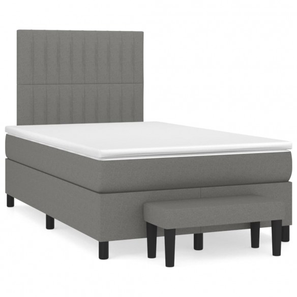 Cadre de lit avec matelas gris foncé 120x190cm tissu