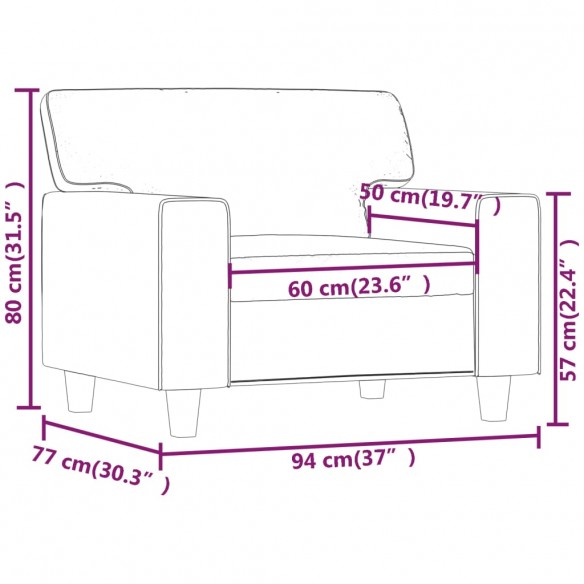 Fauteuil Cappuccino 60 cm Similicuir