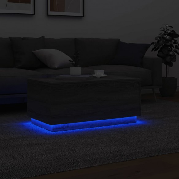 Table basse avec lumières LED gris sonoma 90x50x40 cm