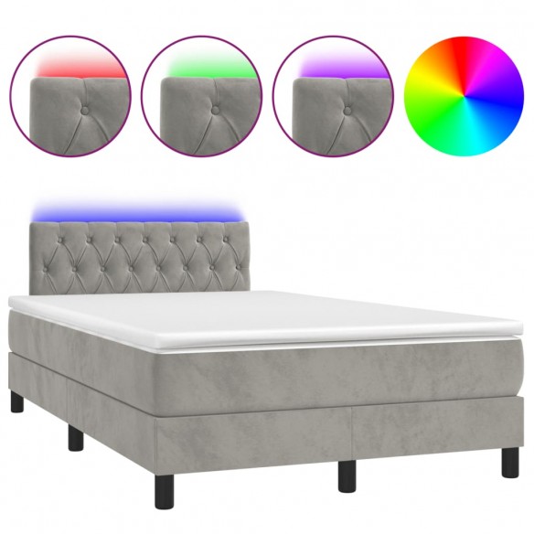 Cadre de lit avec matelas LED gris clair 120x190 cm