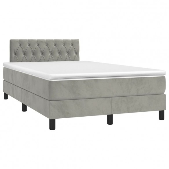 Cadre de lit avec matelas LED gris clair 120x190 cm