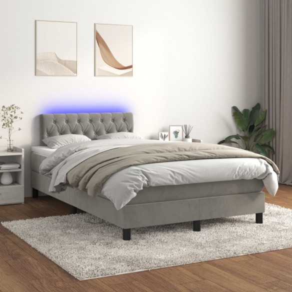 Cadre de lit avec matelas LED gris clair 120x190 cm