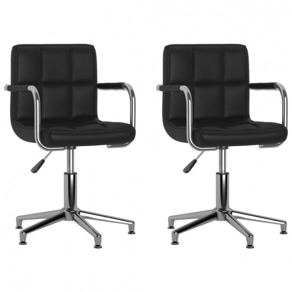 Chaises de salle à manger pivotantes 2 pcs Noir Similicuir