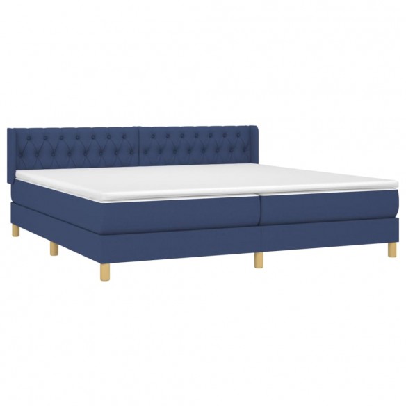 Cadre de lit avec matelas Bleu 200x200 cm Tissu