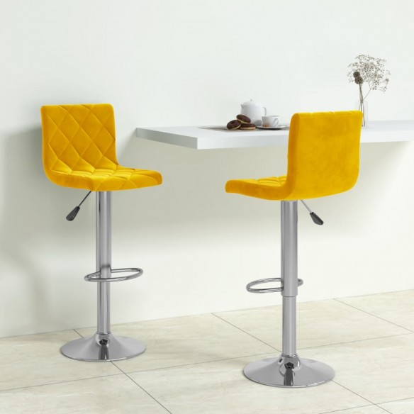 Tabourets de bar lot de 2 jaune moutarde velours