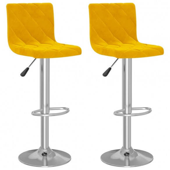 Tabourets de bar lot de 2 jaune moutarde velours