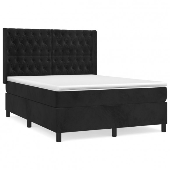 Cadre de lit avec matelas Noir 140x190 cm Velours