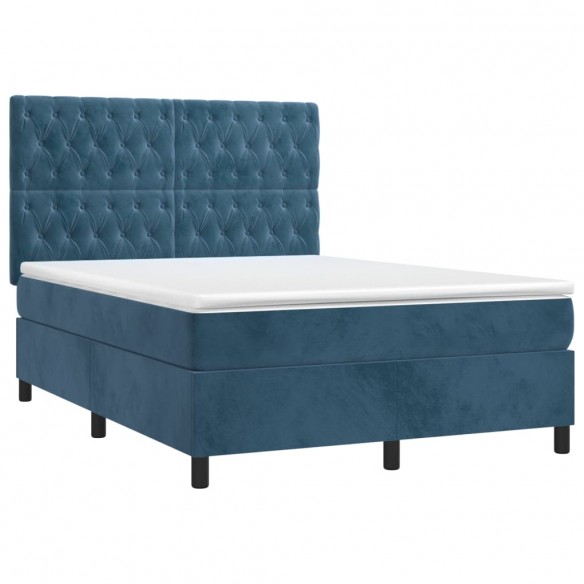 Cadre de lit matelas et LED Bleu foncé 140x200 cm