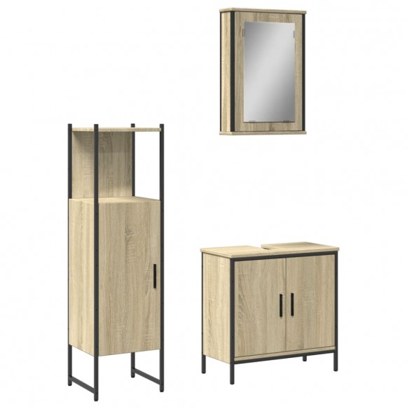 Ensemble de meubles de salle de bain 3 pcs chêne sonoma