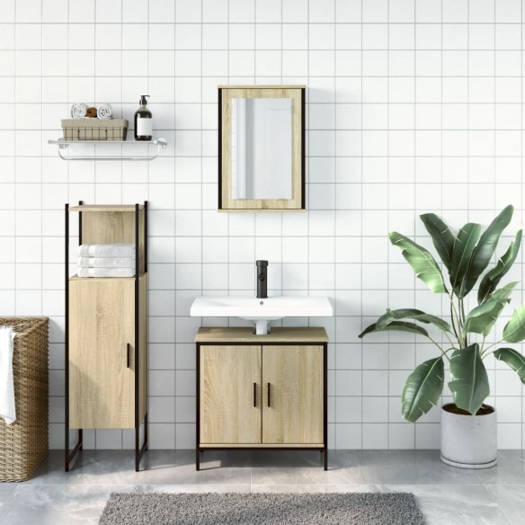 Ensemble de meubles de salle de bain 3 pcs chêne sonoma