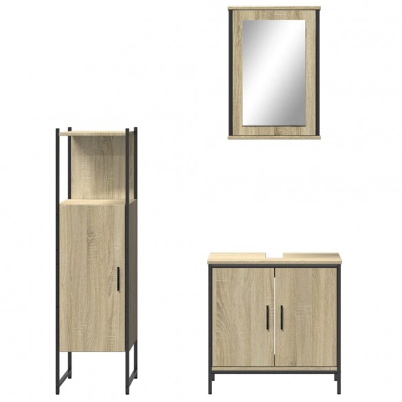 Ensemble de meubles de salle de bain 3 pcs chêne sonoma