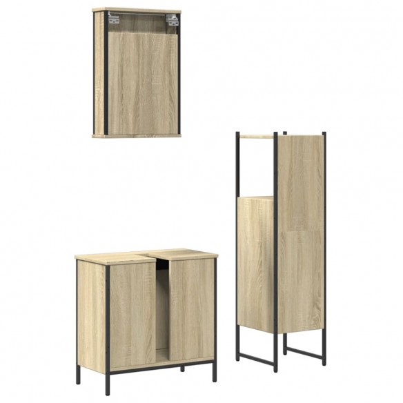 Ensemble de meubles de salle de bain 3 pcs chêne sonoma