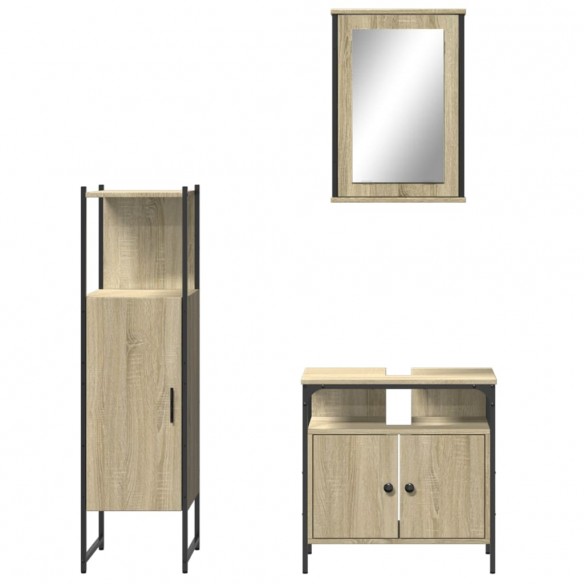 Ensemble de meubles de salle de bain 3 pcs chêne sonoma