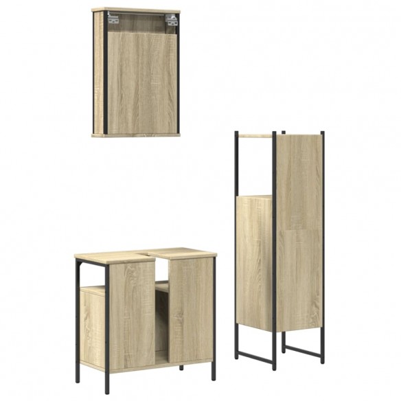 Ensemble de meubles de salle de bain 3 pcs chêne sonoma