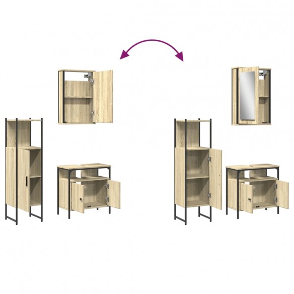 Ensemble de meubles de salle de bain 3 pcs chêne sonoma