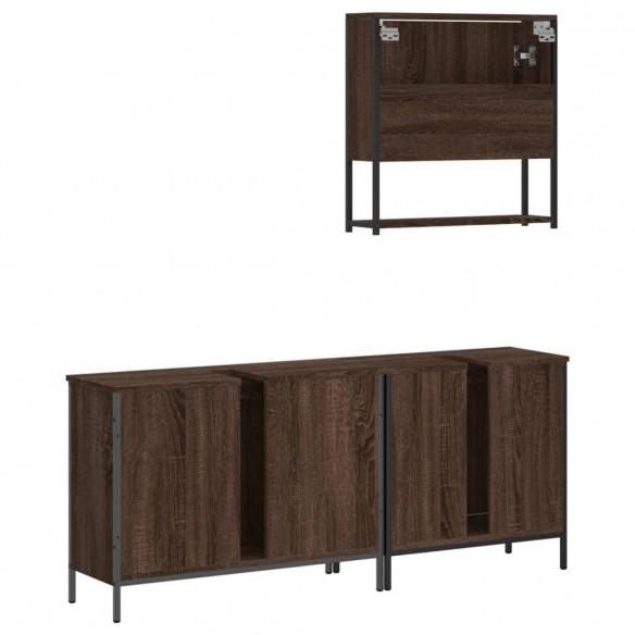 Ensemble de meubles de salle de bain 3 pcs Chêne marron