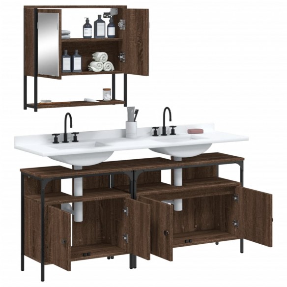 Ensemble de meubles de salle de bain 3 pcs Chêne marron