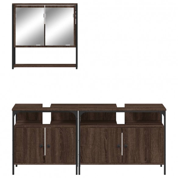 Ensemble de meubles de salle de bain 3 pcs Chêne marron