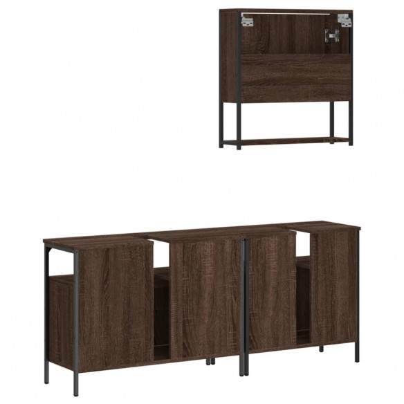 Ensemble de meubles de salle de bain 3 pcs Chêne marron