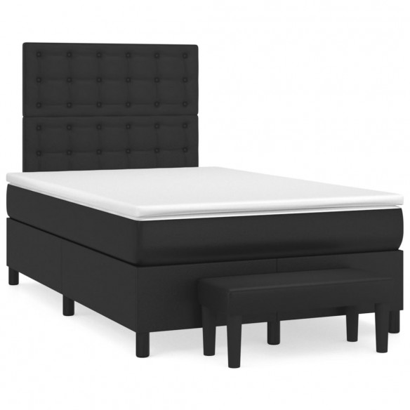 Cadre de lit avec matelas noir 120x190 cm similicuir