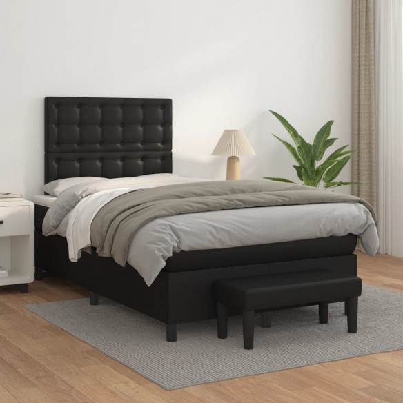 Cadre de lit avec matelas noir 120x190 cm similicuir