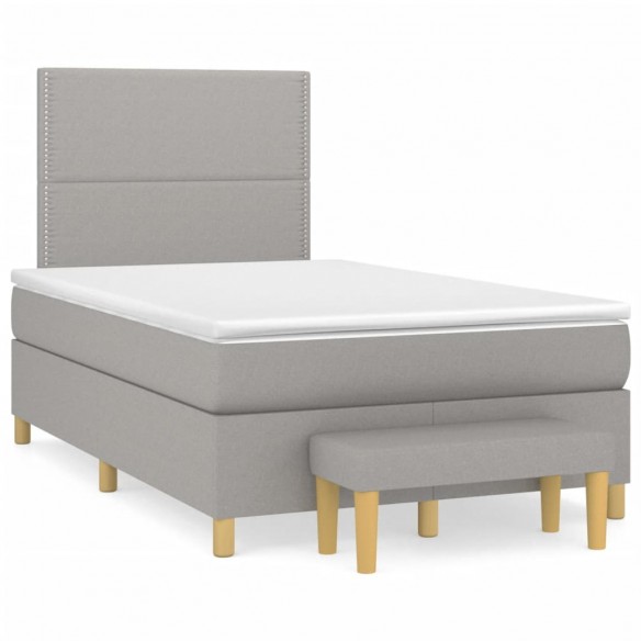 Cadre de lit et matelas gris clair 120x190 cm tissu