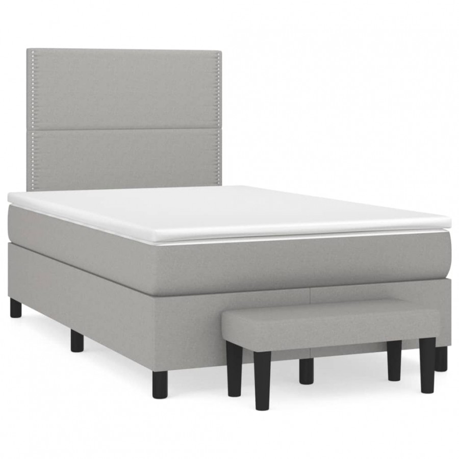 Cadre de lit et matelas gris clair 120x190 cm tissu