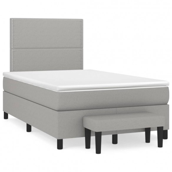 Cadre de lit et matelas gris clair 120x190 cm tissu