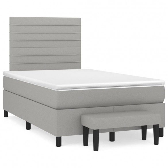 Cadre de lit et matelas gris clair 120x190 cm tissu