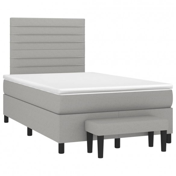 Cadre de lit et matelas gris clair 120x190 cm tissu