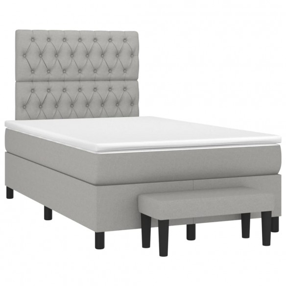 Cadre de lit et matelas gris clair 120x190 cm tissu