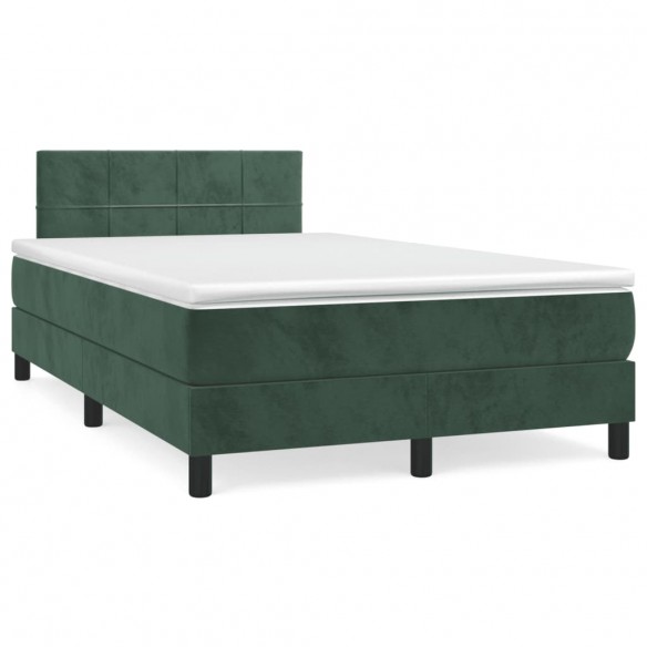 Cadre de lit avec matelas LED vert foncé 120x190 cm