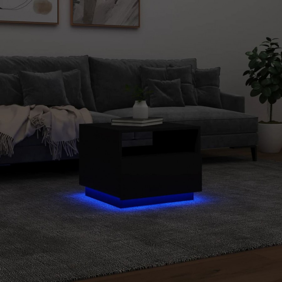 Table basse avec lumières LED noir 50x49x40 cm Table basse avec lumières LED noir 50x49x40 cm