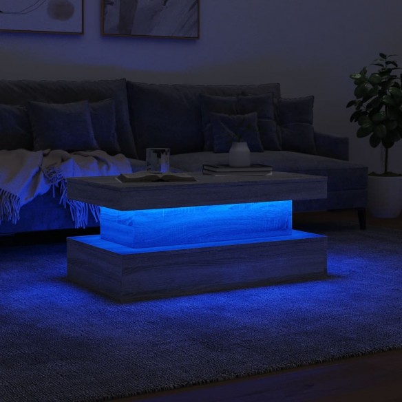 Table basse avec lumières LED gris sonoma 90x50x40 cm