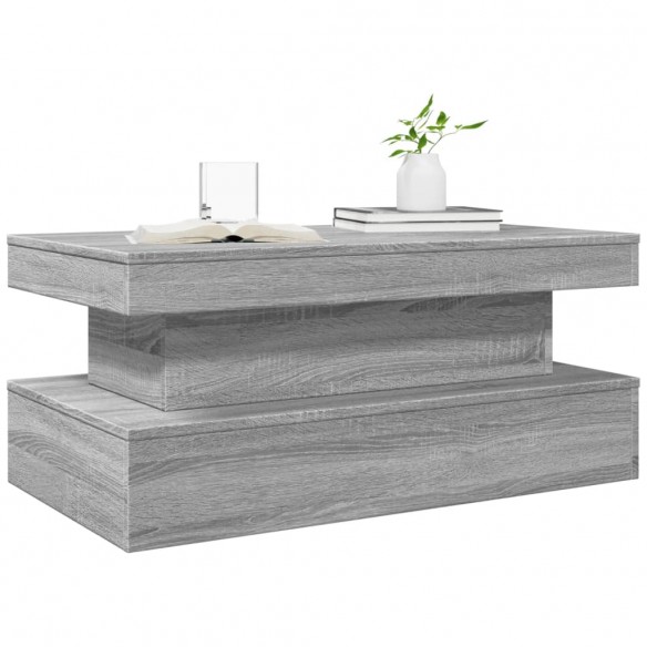 Table basse avec lumières LED gris sonoma 90x50x40 cm