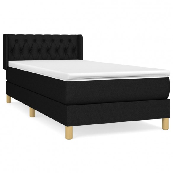 Cadre de lit avec matelas Noir 100x200 cm Tissu