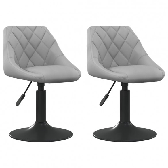 Chaises pivotantes de salle à manger 2 pcs Gris clair Velours